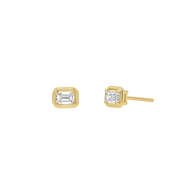 Emerald Diamond Stud Earrings