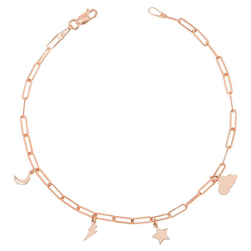 Paper Clip Link Custom Charm Bracelet