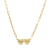 Engravable Multi Heart Paper Clip Necklace