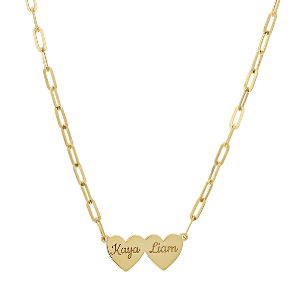 Engravable Multi Heart Paper Clip Necklace