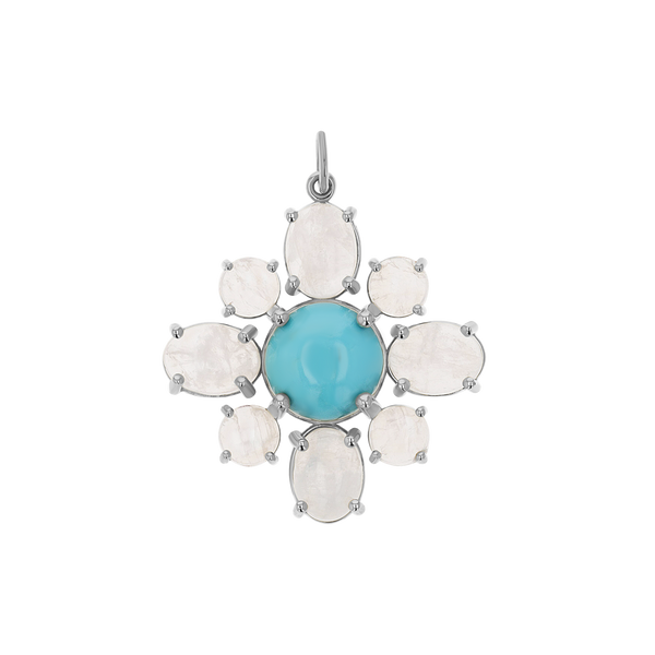 Genuine Turquoise Moonstone Fleur Charm
