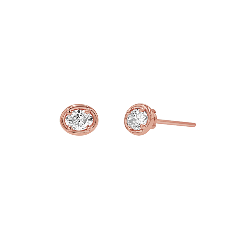 Oval Diamond Stud Earrings