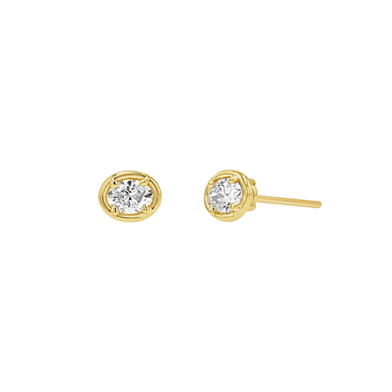 Oval Diamond Stud Earrings
