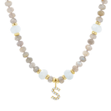 Diamond Letter Aqua & Labradorite Necklace