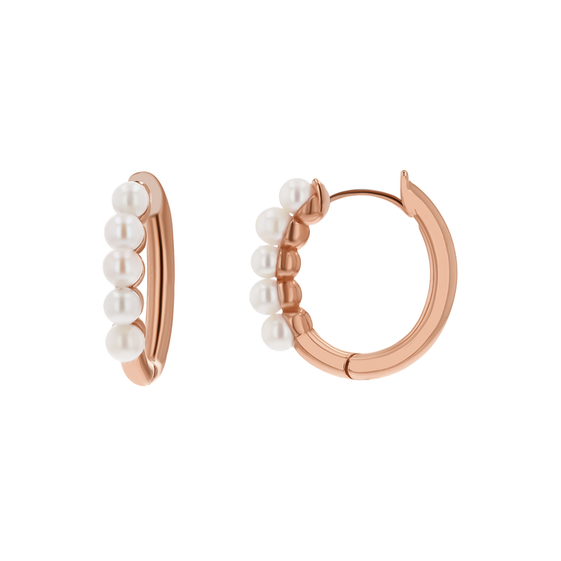 Pearl Huggies Hoop Earrings