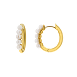 Pearl Huggies Hoop Earrings