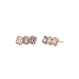 Emerald Cut Blue Ombré Trio Sapphire Earrings