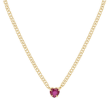 Ruby Heart Cuban Chain Necklace