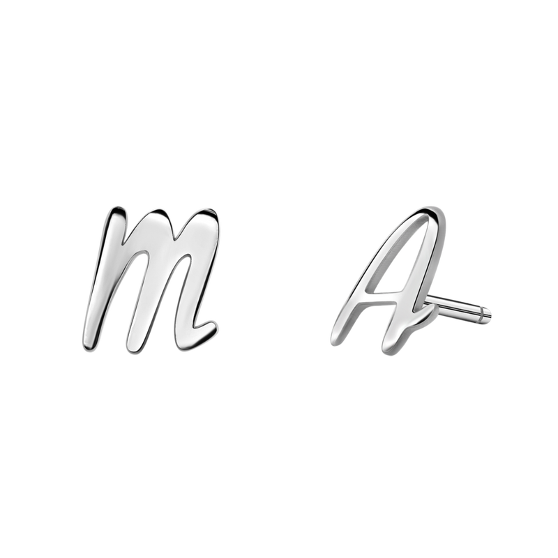 Script Letter Stud Earrings