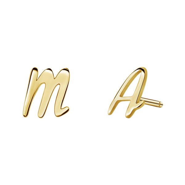 Script Letter Stud Earrings