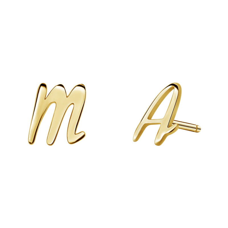 Script Letter Stud Earrings