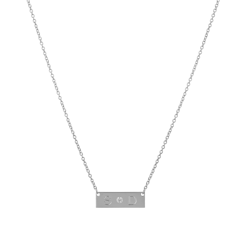 Diamond Letter Nameplate Necklace