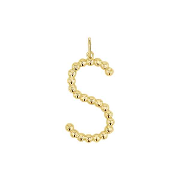 Large Gold Bead Letter Charm