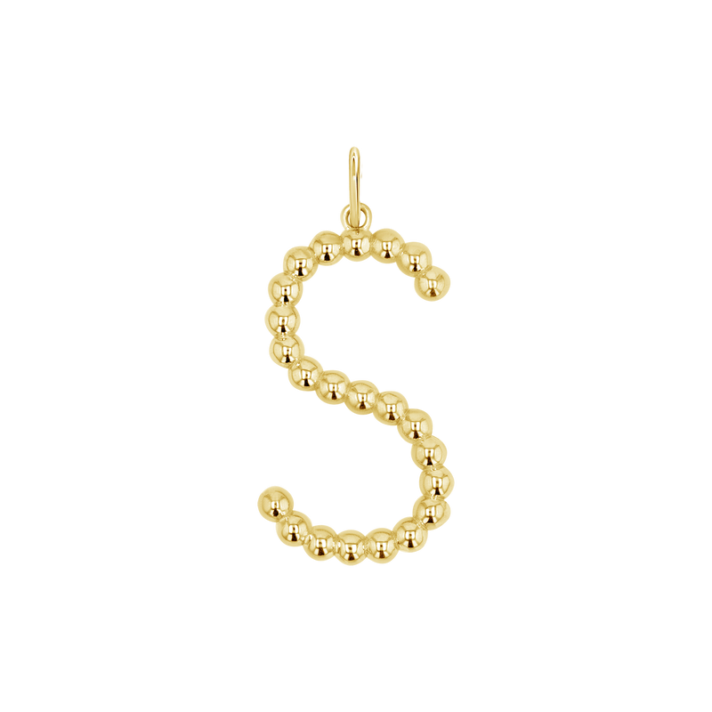 Large Gold Bead Letter Charm