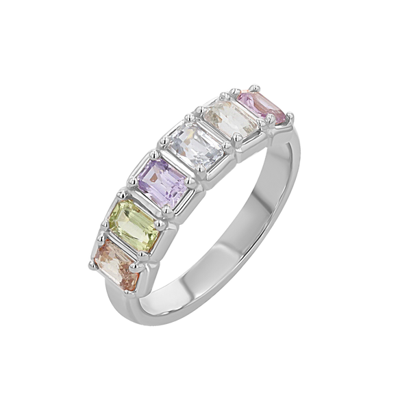 Emerald Cut Sapphire Half Eternity Band