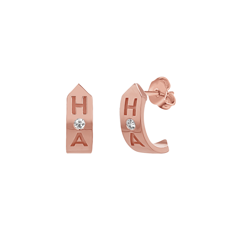 Shield Letter Huggie Hoops