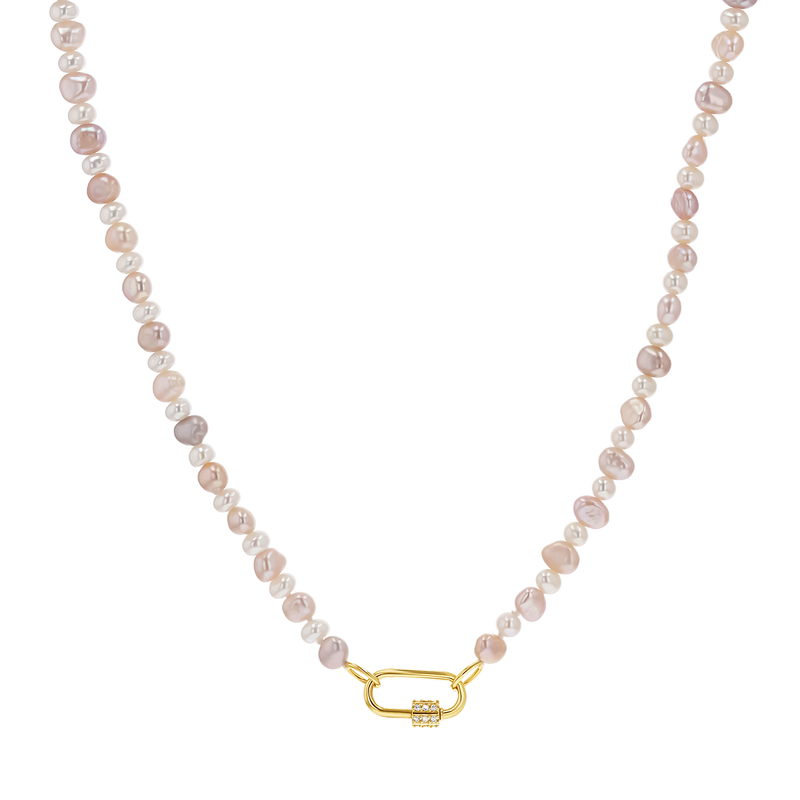 Blush and White Pearl Connector Necklace