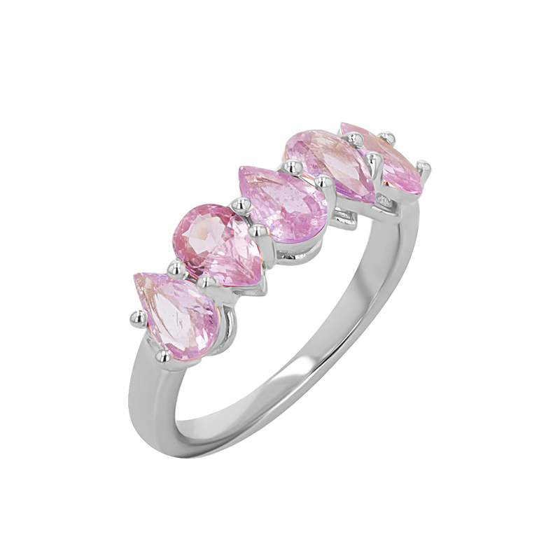 Pear Shape Pink Sapphire Half Eternity