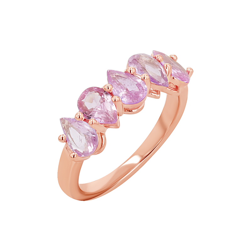 Pear Shape Pink Sapphire Half Eternity