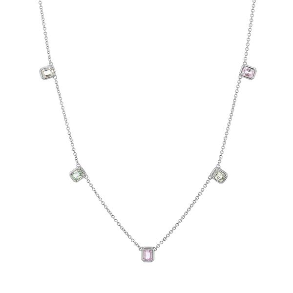Emerald Cut Sapphire Station Necklace