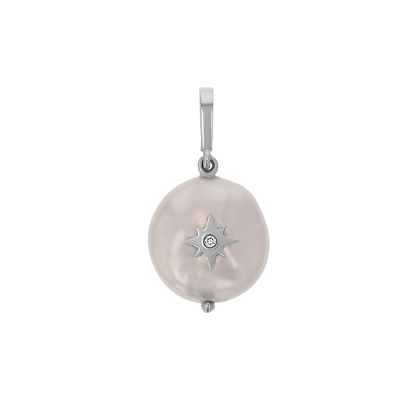 Coin Pearl Diamond Starburst Charm
