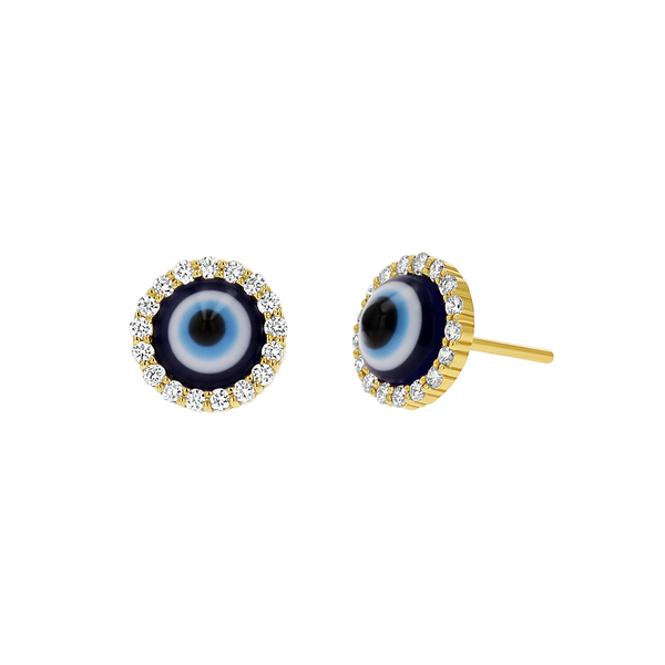 Round Diamond Evil Eye Studs