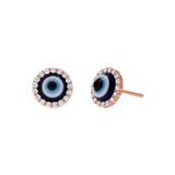 Round Diamond Evil Eye Studs