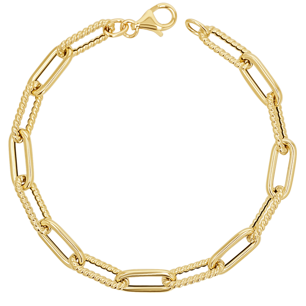 14K Oval Link Twist Chain Bracelet