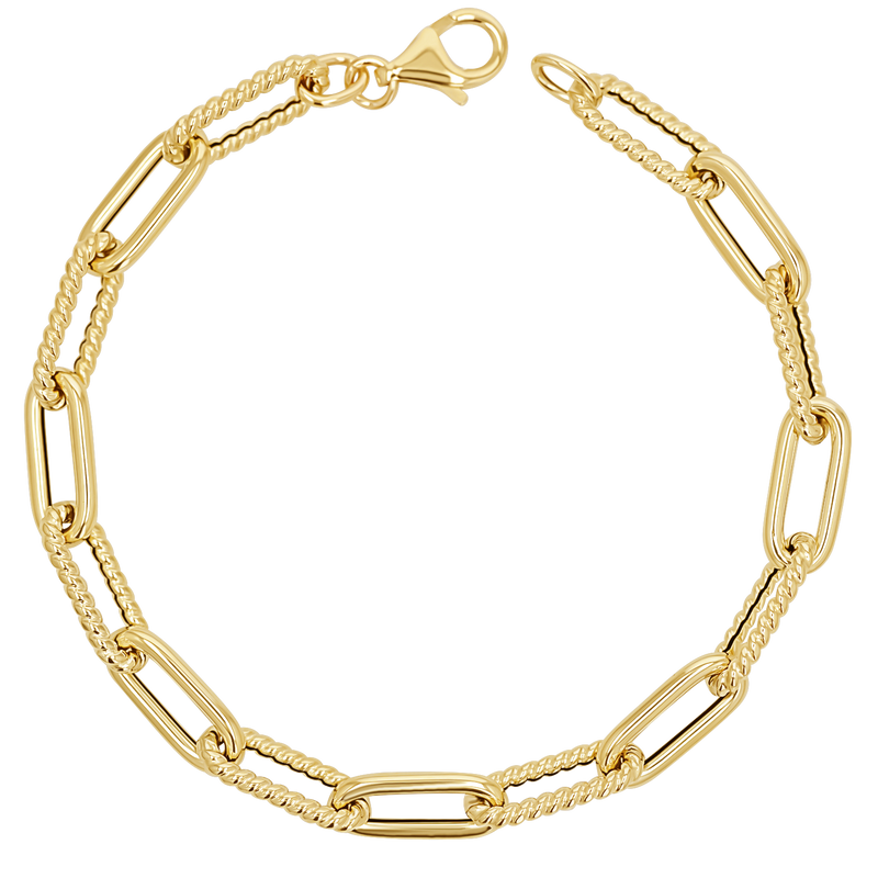 14K Oval Link Twist Chain Bracelet