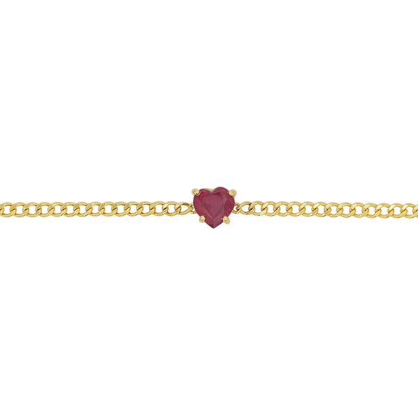 Ruby Heart Cuban Link Bracelet