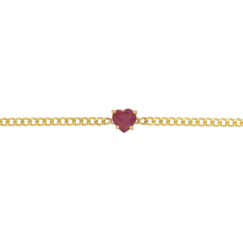 Ruby Heart Cuban Link Bracelet