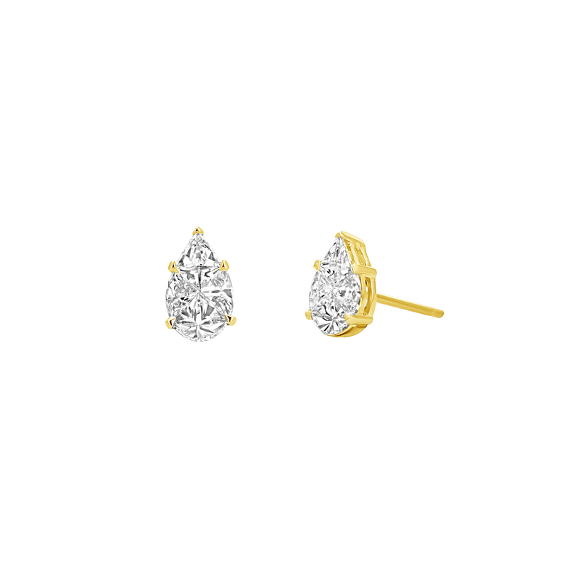 Pear Shape Illusion Set Diamond Stud Earrings