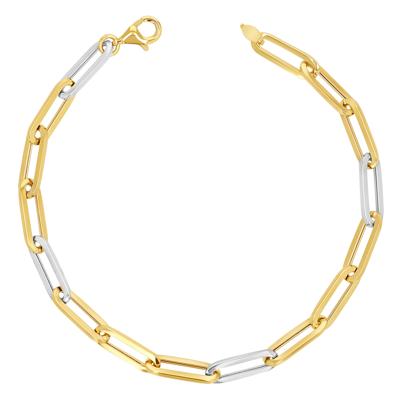 Two-Tone Large Paper Clip Chain Bracelet