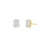 Emerald Shape Illusion Set Diamond Stud Earrings