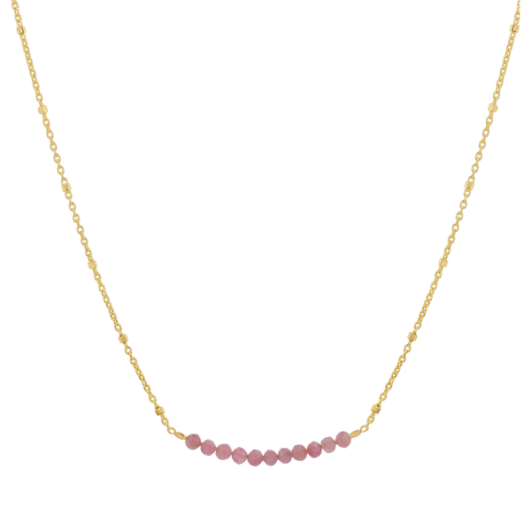 Pink Sapphire Bead Bar Necklace