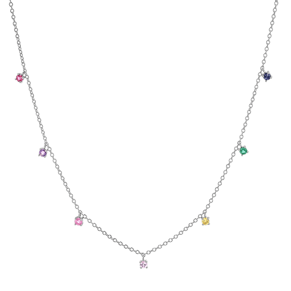 Kids Rainbow Gemstone Drop Necklace