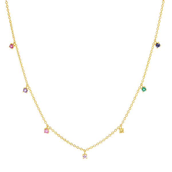Kids Rainbow Gemstone Drop Necklace