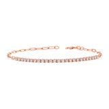 Kids Diamond Tennis Bracelet Paper Clip Link
