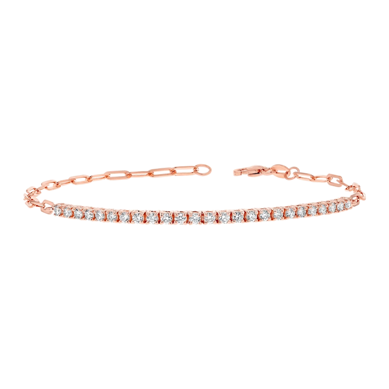 Kids Diamond Tennis Bracelet Paper Clip Link