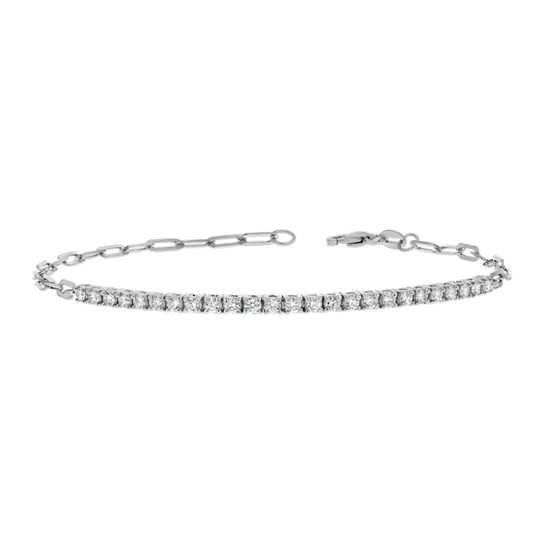 Kids Diamond Tennis Bracelet Paper Clip Link