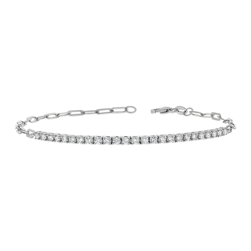 Kids Diamond Tennis Bracelet Paper Clip Link