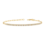Kids Diamond Tennis Bracelet Paper Clip Link