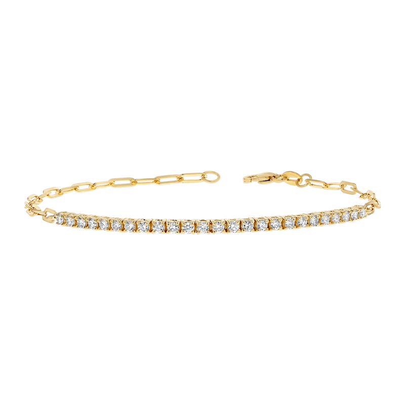 Kids Diamond Tennis Bracelet Paper Clip Link