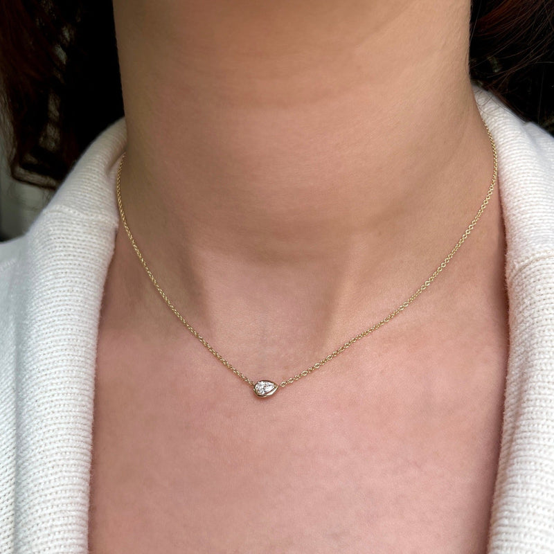 Pear Diamond Solitaire Necklace